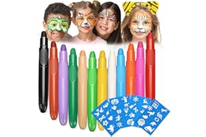 TWINSUN Schminkstifte für Kinder, 12 Face Paint Bodypainting Farben, Abwaschbare Kinderschminke, Sicher und Ungiftig Körperfarben, für Halloween/Geburtstagsfeie/Neujahr /Weihnachten/Fasching (A)