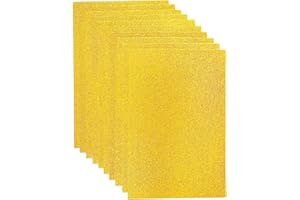 Jtnohx Tissu Feutrine Pailleté, Feuilles de Feutrine Paillettes Solides, 20x30cm Paquet de 10 Tissu en Feutre pour L'artisanat, Feuilles de Feutre pour Festivals et Les Projets De Fête(Or)