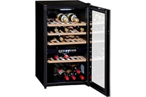 Wolkenstein WTS49DW | Stand Weinkühlschrank | Vinothek | 2 Temperaturzonen | Platz für 49 Flaschen | Touch Control Display | Schwarz | 86 x 48 cm