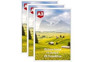 Hoikwo Juego de 3 Marco A3, Marcos de PVC Blanco de A3 para Pared, Adecuados para Títulos Universitarios, Pósters, Fotografías, Rompecabezas y Documentos Enmarcados