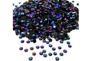 MajorCrafts 2000pcs 4mm ss16 Jelly AB Flat Back Round 14 Facets Resin Rhinestones Arts and Crafts Embellishment Gems (Dark Purple AB C82)