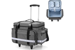 Damero Bolsa Médica con Ruedas con Carro Desmontable, Bolsa para Equipos Médicos con Bolsas y Divisores Extraíbles, Bolsa de Primeros Auxilios para Enfermeras, Médicos, EMT, EMS, Gris