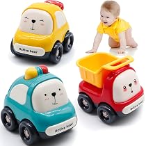 Fokroin – Set De 3 Petites Voitures Friction Pour Bébé 1-3 Ans, ABS Non Toxique, Couleurs Vives