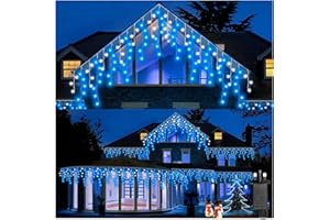 ULIGHTOWN Icicle Outdoor Christmas Lights, 14m/46ft 360LED Blue White Plug in Lights,Xmas Icicle Light - 8 Lighting Modes,Memory, Mains Powered for Home/Window/Party/Indoor Decor