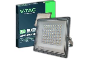 V-TAC 50 W utomhus-LED-projektor - [Samsung CHIP + RLE-teknik] - 5 000 lumen - IP65 - LED-projektor för hem, trädgård, garage