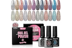‎UR SUGAR UR SUGAR UV Nagellack Reflektierender Glitzer, Gel Nagellack Glitzer Diamant Reflective Glitter Schellack Nagellack Gel Nail Polish Kit für Nägel Funkeln Farbgel Set für Nagel Design Geschenkset