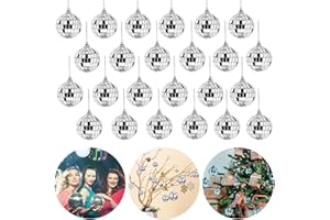 wordmouk Mini lustrzana kula dyskotekowa, srebrna, 4 cm, kolorowa lustrzana kula, wiszące kule dyskotekowe, dekoracje ze sznurkiem, lustrzana kula, ozdoby na tort, dekoracja dyskotekowa, wesele, DJ,