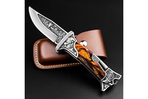 NedFoss TIGER-ROAR Zweihandmesser, Legale mitführbares Taschenmesser, 10cm Klappmesser mit Holster, Schwere EDC Messer mit Gürtelclip, Scharfes Zweihand Klappmesser Outdoor für Sammlung & Geschenke