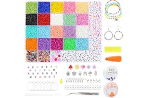 Getervb 7527Pcs 3mm Perle di Vetro Colorate Perline Lettere Alfabeto Perline Artigianali con Anelli di Salto Charms Gioielli Cordino Elastico per Braccialetti Collane Orecchini Bigiotteria Fai Da Te