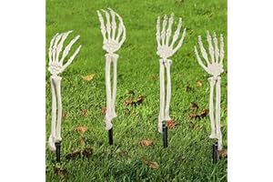 AOFOX Halloween realistische Skelett Pfahle Zombie Geist Arm Pfahl Abgetrennte Kunststoff Skelett Hände Yard Zeichen für Halloween Requisiten (2-Paare)