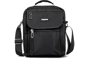 Zuphrie Kleine Umhängetasche Schultertasche mit Griff Nylon Herren Crossbody Bag für Tablet Messenger Männer Tasche (Schwarz S)