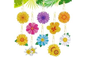 JODSEN 10 Pcs Diamond Painting Keychain Double Sided,Flower Art Full Drill Diamond Painting Keyring Kits,Diamond Art Keychain Kit,Mosaic Diamond Pendant for Backpack,Key Case,Phone,Purse,Handbag Decoration