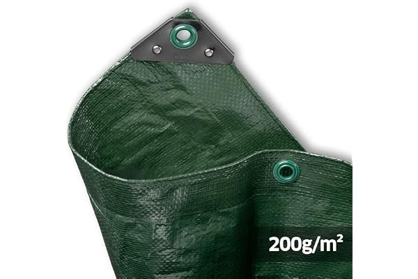 NOOR Bâche de Couverture Super - 200g/m² - 2x2 m - Vert - Bâche Tout Usage pour Protection Contre Les intempéries - Idéale pour Le Jardin - stabilisée UV, enduite des Deux côtés, imperméable