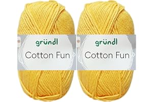 HDK-VERSAND 2x50 Gramm Gründl Cotton Fun Häkelgarn aus 100% Baumwolle inkl. Anleitung für Meerschwein (04 Maisgelb)