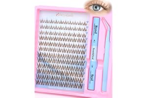 Obeyalash Manga-ögonfranskluster kit brun lashes + lim + fixator + klämma