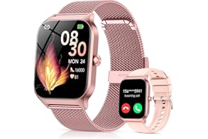 CASCHO Reloj Inteligente Mujer,1.85" HD Smartwatch mujer con Llamadas,120+ Modos Deportes, Monitor Cardiaco y Sueño, Resistente Agua IP68, WhatsApp Llamadas Bluetooth, Regalo Mujer, Android / iOS, Oro Rosa