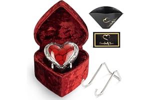 CHERISHEDLY YOURS Small Heart Shaped Keepsake Cremation Urns for Human Ashes - Mini Deep Red : Crimson Brass Urn with Velvet Heart Box and Stand - Holds Small Portion of Male or Female Human or Pet Ashes