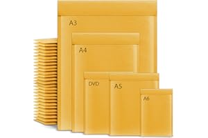 ISOUL A4 Padded Envelopes, 10x Gold Padded Bubble Envelopes for Packaging Postage Peel & Seal Shipping Bag Mailers Postal Wrap 10 Pack