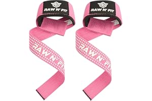RAW N' FIT MAKE YOURSELF A PRIORITY Raw N' Fit® Lifting Straps, Powerlifting, Straps Gym, Correas de Levantamiento Acolchadas, Black Wrist Straps, Agarres Gym para Hombres y Mujeres, Peso Muerto