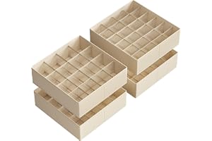 SONGMICS Underklädesorganisatör, set om 4, 80 fack (2 x 16 + 2 x 24), lådorganisatör, vikbar, garderobssystem, förvaringslådo