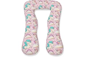 Amilian Poduszka do karmienia XXL poduszka ciążowa do spania z poszewką na poduszkę do karmienia dla osób śpiących na boku poduszka ciążowa poduszka do karmienia poduszka do karmienia mała jednoroż