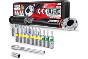 Aurlloct 1/4 Inch Drive Click Torque Wrench 2-24 Nm 23 Pieces Black