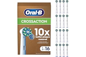 Oral-B Pro Cross Action Original Electric Toothbrush Head, X-Shape and Angled Bristles for Deeper Plaque Removal, Pack of 16 Toothbrush Heads, Suitable for Mailbox, White