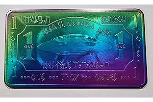THE COMMEMORATIVE COIN COMPANY The Commemorative Coin Extremely Rare Iridescent Titanium Bar. AREA 51. Alien/Extraterrestrial. Troy Ounce. Bullion Bar. Space Metal, Alien Artefact, Grey, 40mm Diameter