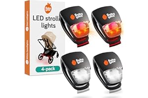 Baby Uma Lumières LED Poussette (Lot de 4) – Universelles avec 3 Modes (Fixe/Pulsation/Clignotant), Éclairage Avant & Arrière pour Poussette, Vélo et Trottinette