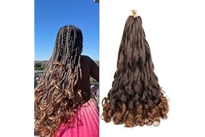 Herkeymidy french curly braiding hair 24 inch Loose Wavy 8 Pack Bouncy Braiding Hair extensions 75g/Pack French Curly Synthetic Hair Extensions (T1B/30)