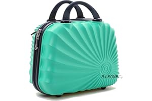 R.Leone Valigia da 1 pezzo Fino a Set 4 Trolley Rigido grande, medio, bagaglio a mano e beauty case 8 ruote in ABS 2092 (Verde Acqua, XS Beauty case)