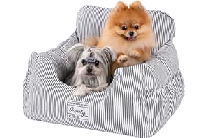 PETEPELA Fotelik samochodowy dla psa ze stabilnym pasem bezpieczeństwa, miękki, podwyższenie siedzenia, wodoszczelny, antypoślizgowy, dla małych i średnich psów, niebieski