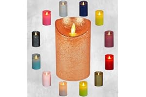 COEN BAKKER LED Echtwachskerze - Kupfer Rustik - D7,5cm / H15cm - mit Wackelflamme - Batteriebetrieben - Timerfunktion - Weihnachtsdeko