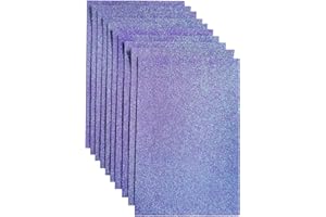 JTNOHX Tela con Purpurina, Paquete de 10 Hojas de Purpurina para Proyectos de Fiestas, 20x30cm Purpurina de Fieltro para Manualidades, Cuadrados de Fieltro con Purpurina para Fiestas y Festivales (Violeta)