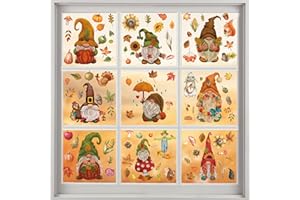 KIKISML Adesivi per Finestre Autunnali, 9 Fogli 101 Pezzi Adesivi per Finestre del Ringraziamento, Adesivi per Finestre Autoadesivi a Forma di Foglia d'acero