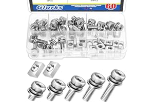 Glarks Set di 60 viti M6 per terminali della batteria del motociclo con dadi quadrati, include 30 bulloni e dadi per batteria in acciaio inossidabile 304 con 30 dadi quadrati in acciaio al carbonio