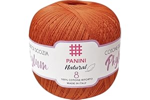 Panini Tessuti, Gomitolo Cotone Phylum Tit.8 - Made in Italy - Disponibile più colori per lavori a uncinetto - 100g - 710 m - Fai da te, Filati, Cotone