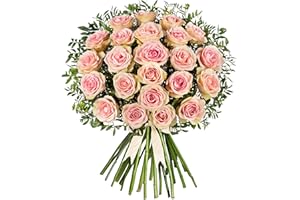 PRESTIGEFLOWERS La Belle - Next Day Prime Delivery - Roses with tones of Pink and White bouquet surrounded by pistacia- A Stunning Gift for Any Occasion - Brighten someone's day with flowers - Medium