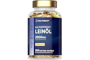 ‎HORBÄACH Leinöl Kapseln 2000mg | Omega 3 6 9 | 1000mg pro Kapseln | 6 Monate Vorrat - 360 Hochdosiert Weichkapseln | Kaltgepresstes Softgels | Linseed Oil Capsules | by Horbaach