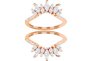 Uloveido Women's 925 Sterling Silver Marquise Cut CZ Crown Wedding Ring Guard Enhancer 2pcs Stack Rings Set Y1025