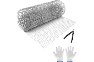 Starich Chicken Wire (4Mx0.35M) Galvanized Hexagonal Wire Mesh with 1x Cutters and 1x Gloves,Steel Mesh Netting Fencing, Idear for Craft Garden Animal Fence.