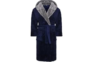 LD Outlet Luxury Mens Gents Full Length Velour Fleece Robe Dressing Gown Housecoat Robes + Belt Size S- XL