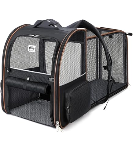 Dogat Grote kattenrugzak, huisdierrugzak voor katten en honden tot 12 kg, opvouwbare kattenrugzak, draagbare en uitbreidbare outdoor ruimtelijke draagtas, opening aan de voorkant van mesh Dogat Grote kattenrugzak, huisdierrugzak voor katten en honden tot 12 kg, opvouwbare kattenrugzak, draagbare en uitbreidbare outdoor ruimtelijke draagtas, opening aan de voorkant van mesh