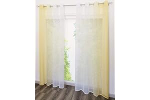 BAILEY JO 2Pcs Rideaux Voilages Photique Dégradé de Couleur Décoration de Fenêtre Chambre /Salon /Balcon (LxH/140x225cm, Jaune--Rideau à Oeillets)