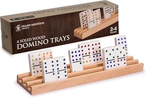 Yellow Mountain Imports Racks/Plateaux de Dominos en Bois de Hêtre (25 Centimètres) - Ensemble de 4 - Supports de Dominos pour Mexican Train, Chickenfoot
