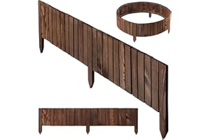 KADAX Borde de césped de madera, 116 x 20 cm, borde de arriates, valla de madera flexible, valla de jardín, valla para jardín, borde flexible (marrón oscuro)