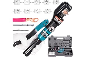 AMZCNC Hand Operated Hydraulic Crimping Tool Range 12 AWG-2/0 AWG for Cable lugs Hydraulic Crimping Crimper Wire Terminal Lug Tool with 9 Pairs Dies