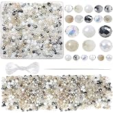 TOAOB 1000 Pieces White Faceted Glass Beads 4 mm 6 mm 8 mm Round Transparent Faceted Beads for Jewellery Making and Crafts Ne