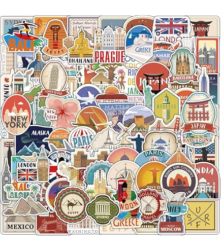 50 Autocollants Voyage Europe - Graffitis Vinyle Imperméables - Pour Ordinateur Portable, Skateboard, Déco