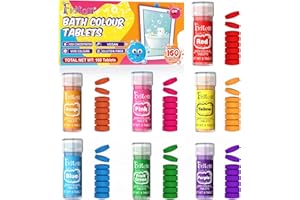 Bath Fizzers for Kids - Fidton 160 Counts Bath Colour Tablets for Kids, No Fragrance Food Grade Gentle on Skin, Water Colour Changing Tablets for Kids Bubble Bath - 7 Vivid Colours